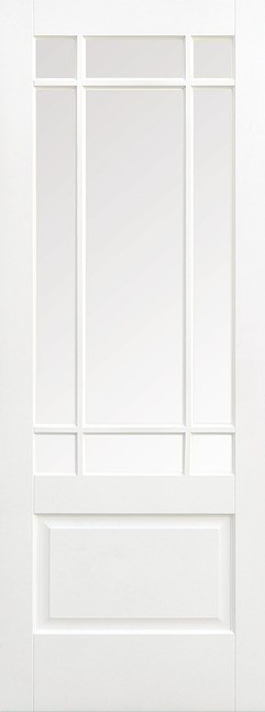 White Primed Downham (CLEAR BEVELLED GLASS) Solid Core - LPD